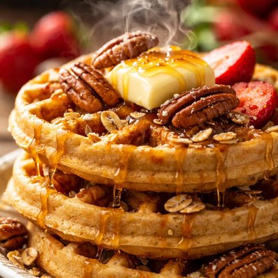 Image of Oat and Pecan Waffles