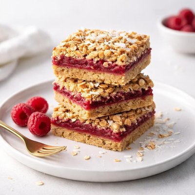 Image of Oat Coconut and Raspberry Bars
