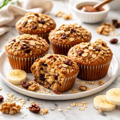 Image of Oatmeal Banana Raisin Nut Muffins