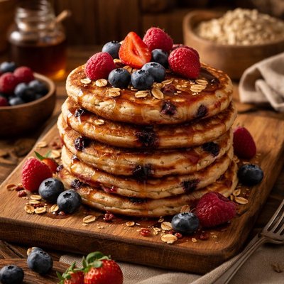 Image of Oatmeal Berry Pancakes