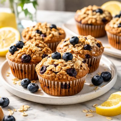Image of Oatmeal Blueberry Lemon Muffins