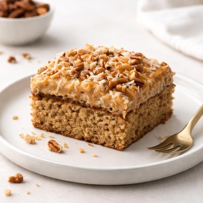 Image of Oatmeal Cake with Coconut Pecan Frosting