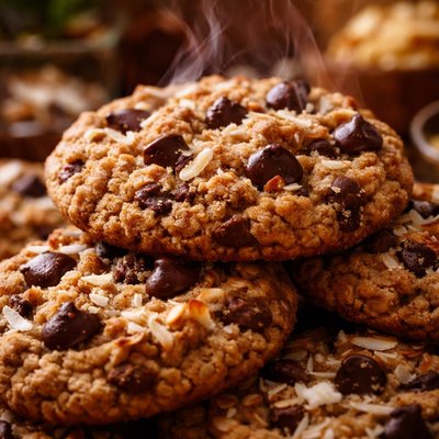 Image of Oatmeal Cinnamon Coconut Chocolate Chip Cookies