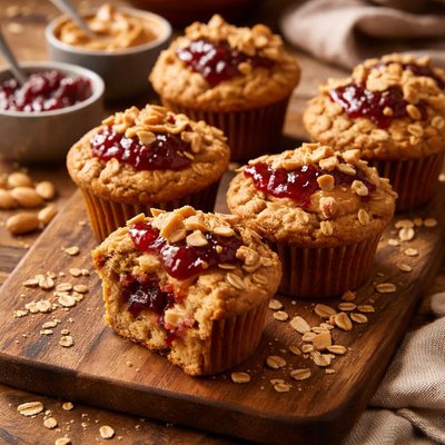 Image of Oatmeal Peanut Butter and Jelly Muffins