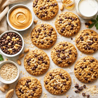 Image of Oatmeal Peanut Butter Chocolate Chip Cookies