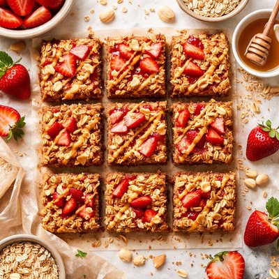 Image of Oatmeal Peanut Butter Strawberry Bars