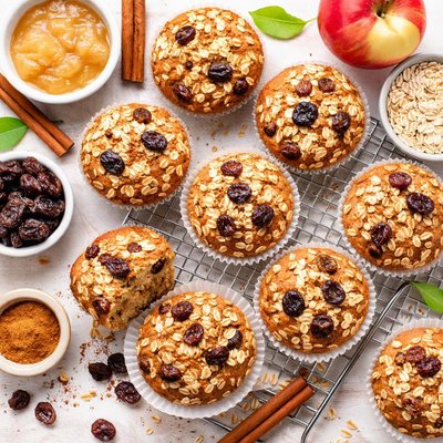 Image of Oatmeal Raisin Applesauce Muffins