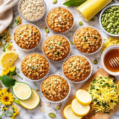 Image of Oatmeal Summer Squash Zucchini Muffins