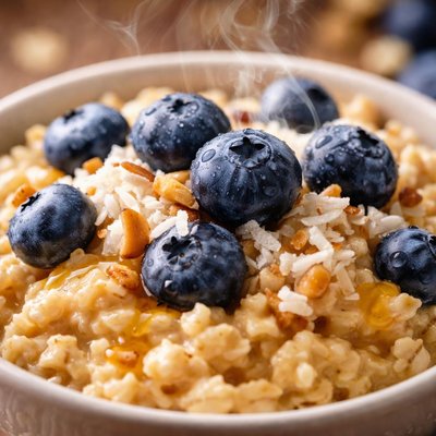Image of Oatmeal with Blueberries and Coconut