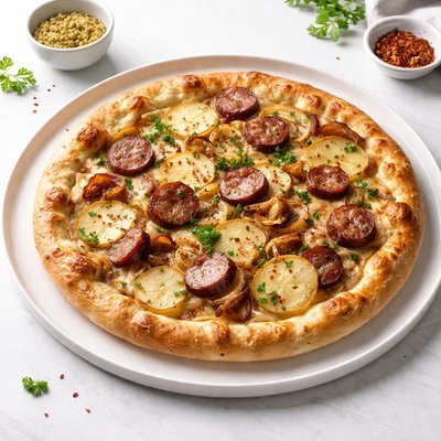 Image of Octoberfest Kielbasa and Potato Pizza with Muenster Cheese 5fix