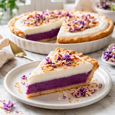 Image of Okinawan Purple Sweet Potato Pie with Haupia Topping
