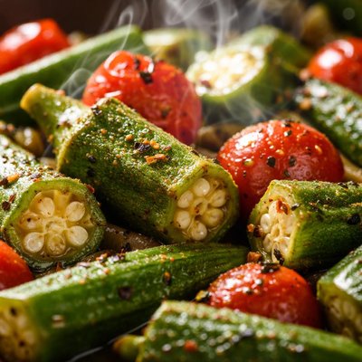 Image of Okra and Tomatoes
