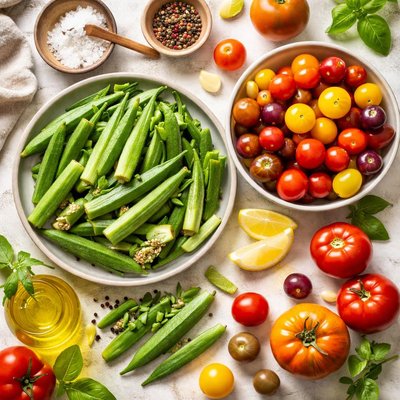 Image of Okra and Tomatoes I