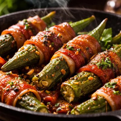 Image of Okra Baked with Bacon
