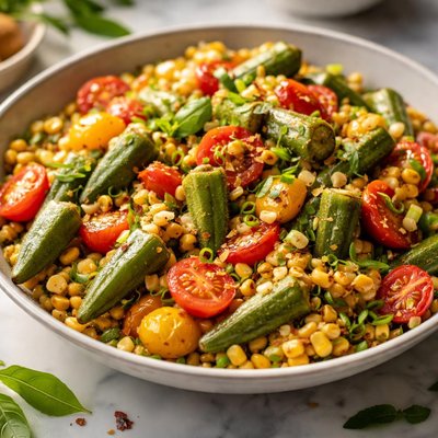 Image of Okra Corn and Tomatoes