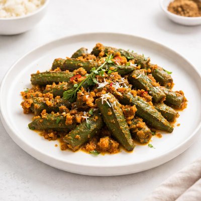 Image of Okra with Coconut Masala Bhindi Sabji