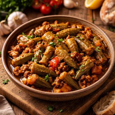 Image of Vegetarian Okra with Minced Meat