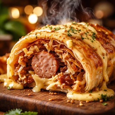 Image of Oktoberfest Strudel with Mustard Sauce