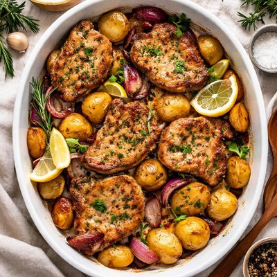 Image of Old Country Style Pork Chops and Potatoes