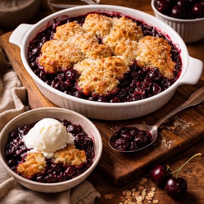 Image of Old Fashioned Black Cherry Cobbler