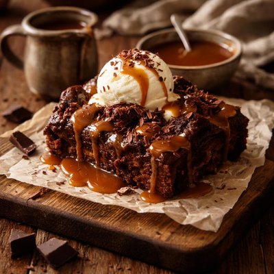 Image of Old Fashioned Chocolate Bread Pudding with Kahlua Caramel Sauce