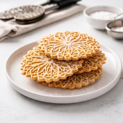 Image of Old Fashioned Pizzells Made with Hand Held Pizzelle Iron