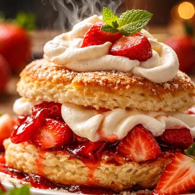 Image of Old Fashioned Strawberry Shortcake with Grand Marnier Cream