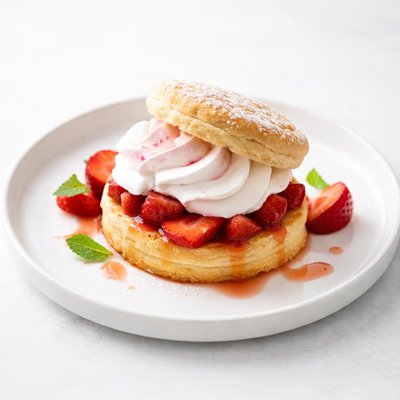 Image of Old Fashioned Strawberry Shortcake with Sweetened Flavoured Whipped Cream