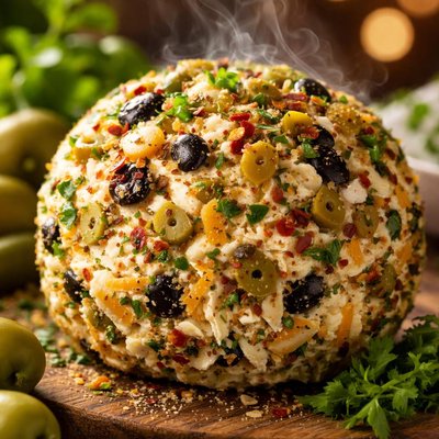 Image of Olive and Cheddar Cheese Ball