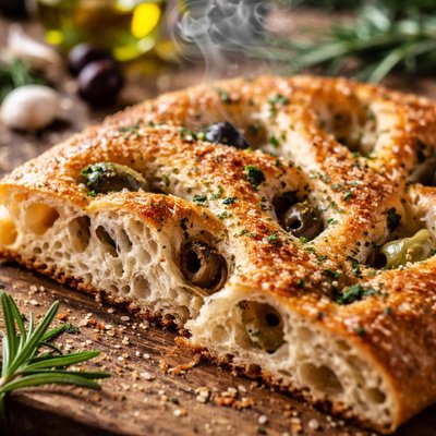 Image of Olive Fougasse Rustic Bread Abm
