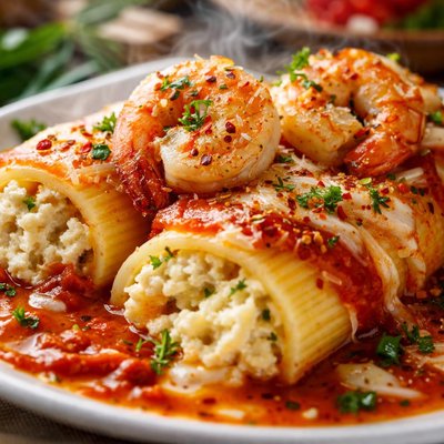 Image of Olive Garden Manicotti Formaggio with Shrimp
