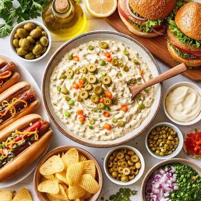 Image of Olive Mayonnaise for Hot Dogs Burgers Chip Dip