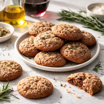 Image of Olive Oil Cookies with Red Wine and Rosemary