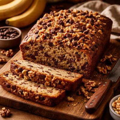 Image of One Bowl Banana Chocolate Chip Walnut Cake