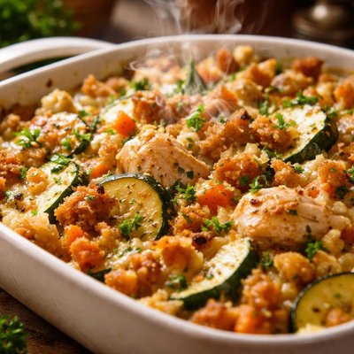Image of One Bowl Chicken Zucchini Stuffing Casserole