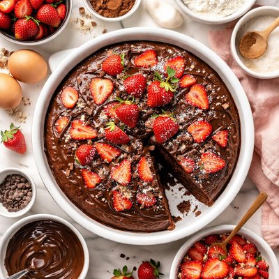 Image of One Bowl Chocolate Strawberry Cake