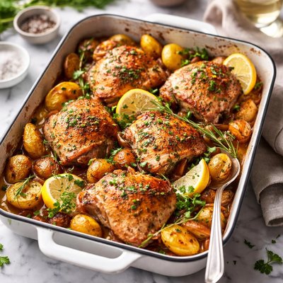 Image of One Pan Chicken and Potato Bake