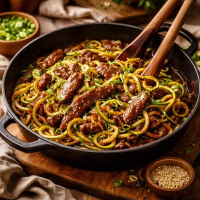 Image of One Pan Mongolian Beef Zoodles