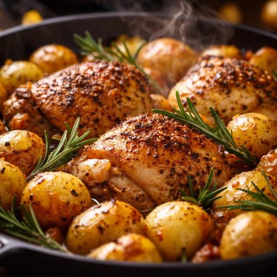 Image of One Pan Potatoes and Chicken Rosemary