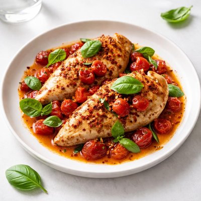 Image of One Pan Tomato Basil Chicken