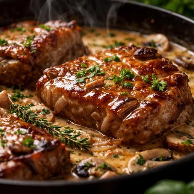 Image of One Pan Whiskey Pork Chops