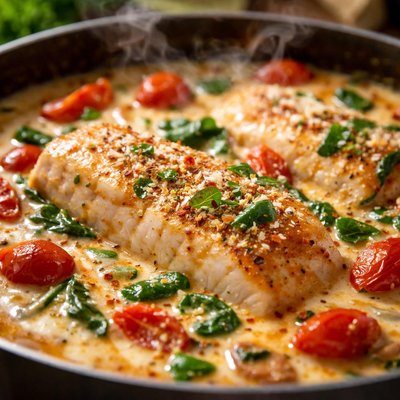 Image of One Pan White Fish Tomato Alfredo