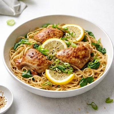 Image of One Pot Chicken with Noodles Ginger Sweet Onion and Lemon