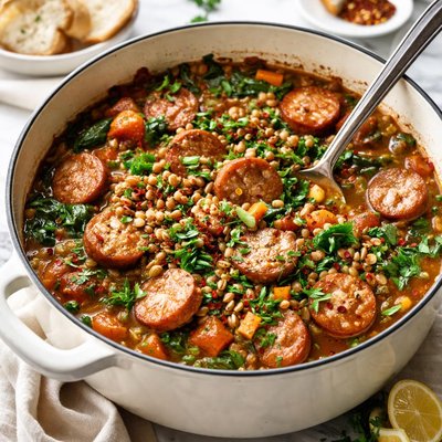 Image of One Pot Spicy Sausage and Lentils
