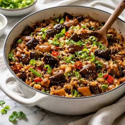 Image of One Pot Vegan Chinese Style Eggplant Rice