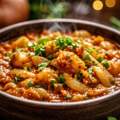 Image of Curry de cebolla con harina de garbanzo baja en grasa