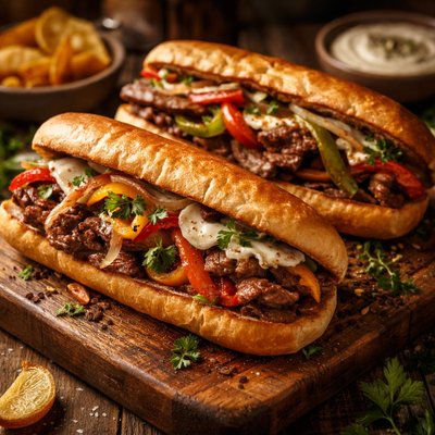 Image of Onion N Pepper Beef Steak Sandwiches