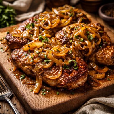 Image of Onion Pan Fried Pork Chops