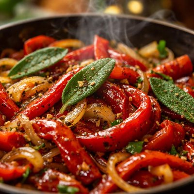 Image of Onion Roasted Red Peppers with Sage