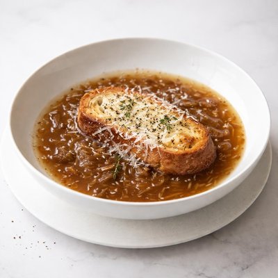 Image of Onion Soup with Parmigiano and Cracked Pepper